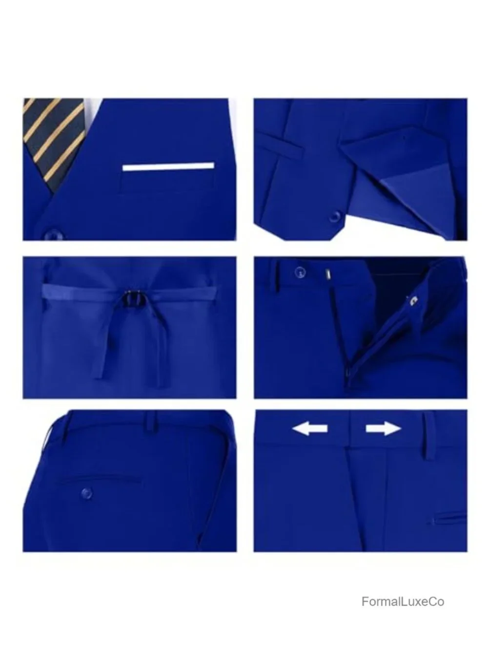 Men's Slim Fit 2-Piece Suit Vest & Pants Set with Tie, Tuxedo Vest for Wedding